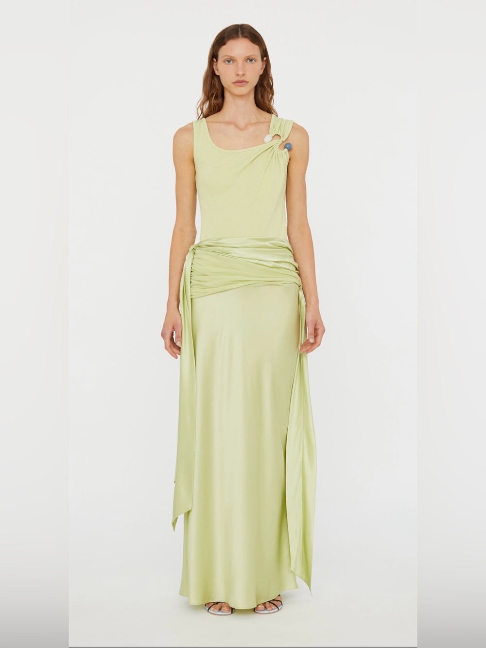 NWT Christopher Esber Knotted Silk Gather Skirt in Melon MSRP $1375 Sz 10